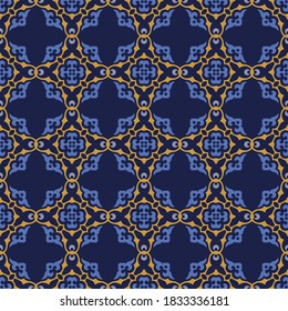 Dekoratives asiatisches Volksmuster ohne Nahtlose Muster. Ornament of Asian Nomads: Kirgisistan, Kasachstan, Baschkiren, Tataren, Jakut, Mongolen. Ethnische Vektorgrafik für Papiererzeugnisse, Textilien.	
