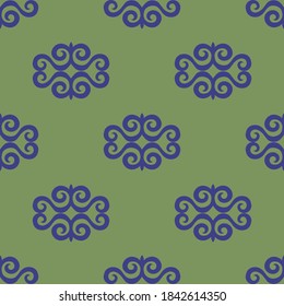Decorative Asian Folk Seamless Pattern. Ornament of Asian Nomads: Kyrgyz, Kazakhs, Bashkirs, Tatars, Yakut, Mongols. Ethnic Vector Illustration for Paper Products, Textiles.	