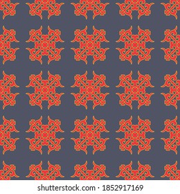 Decorativo Patrón de Seamless de Folk Asiático. Ornamento de los nómadas asiáticos: Kirguisos, kazajos, bashkirs, tártaros, yakut, mongoles. Ilustración de vectores étnicos para productos de papel, textiles.	