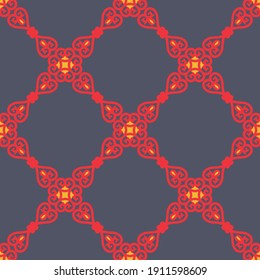 Decorative Asian Folk Seamless Pattern. Ornament of Asian Nomads: Kyrgyz, Kazakhs, Bashkirs, Tatars, Yakut, Mongols. Ethnic Vector Illustration for Paper Products, Textiles.	