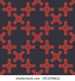 Decorativo Patrón de Seamless de Folk Asiático. Ornamento de los nómadas asiáticos: Kirguisos, kazajos, bashkirs, tártaros, yakut, mongoles. Ilustración de vectores étnicos para productos de papel, textiles.	