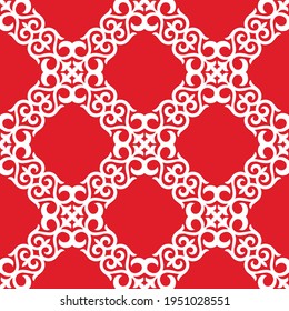 Decorativo Patrón de Seamless de Folk Asiático. Ornamento de los nómadas asiáticos: Kirguisos, kazajos, bashkirs, tártaros, yakut, mongoles. Ilustración de vectores étnicos para productos de papel, textiles.	