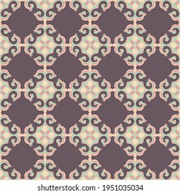 Decorative Asian Folk Seamless Pattern. Ornament of Asian Nomads: Kyrgyz, Kazakhs, Bashkirs, Tatars, Yakut, Mongols. Ethnic Vector Illustration for Paper Products, Textiles.	
