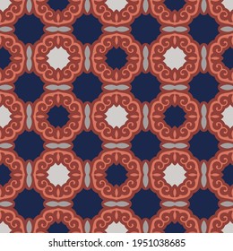 Decorative Asian Folk Seamless Pattern. Ornament of Asian Nomads: Kyrgyz, Kazakhs, Bashkirs, Tatars, Yakut, Mongols. Ethnic Vector Illustration for Paper Products, Textiles.	