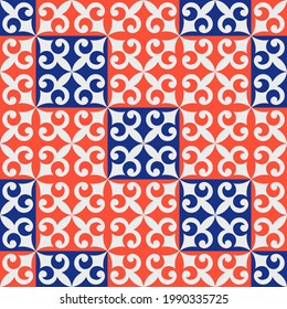 Decorative Asian Folk Seamless Pattern. Ornament of Asian Nomads: Kyrgyz, Kazakhs, Bashkirs, Tatars, Yakut, Mongols. Ethnic Vector Illustration for Paper Products, Textiles.	