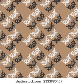Decorativo Patrón de Seamless de Folk Asiático. Ornamento tradicional de los nómadas asiáticos: Kirguisos, kazajos, bashkirs, tártaros, yakut, mongoles. Ilustración de vectores étnicos para productos de papel, textiles.