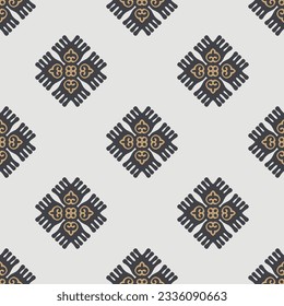 Decorative Asian Folk Seamless Pattern. Traditional Ornament of Asian Nomads: Kyrgyz, Kazakhs, Bashkirs, Tatars, Yakut, Mongols. Ethnic Vector Illustration for Paper Products, Textiles.