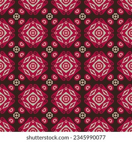 Decorativo Patrón de Seamless de Folk Asiático. Ornamento en estilo nómadas asiático: Kirguisos, kazajos, bashkirs, tártaros, yakut, mongoles. Ilustración de vectores étnicos para productos de papel, textiles.	
