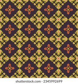 Decorative Asian Folk Seamless Pattern. Ornament in Asian Nomads Style: Kyrgyz, Kazakhs, Bashkirs, Tatars, Yakut, Mongols. Ethnic Vector Illustration for Paper Products, Textiles.	
