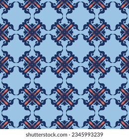 Decorativo Patrón de Seamless de Folk Asiático. Ornamento en estilo nómadas asiático: Kirguisos, kazajos, bashkirs, tártaros, yakut, mongoles. Ilustración de vectores étnicos para productos de papel, textiles.	
