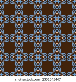 Decorativo Patrón de Seamless de Folk Asiático. Ornamento tradicional de los nómadas asiáticos: Kirguisos, kazajos, bashkirs, tártaros, yakut, mongoles. Ilustración de vectores étnicos para productos de papel, textiles.