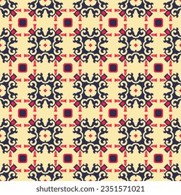 Decorativo Patrón de Seamless de Folk Asiático. Ornamento de los nómadas asiáticos: Kirguisos, kazajos, bashkirs, tártaros, yakut, mongoles. Ilustración de vectores étnicos para productos de papel, textiles.