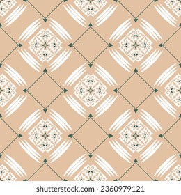 Decorative Asian Folk Seamless Pattern. Traditional Ornament of Asian Nomads: Kyrgyz, Kazakhs, Bashkirs, Tatars, Yakut, Mongols. Ethnic Vector Illustration for Paper Products, Textiles.