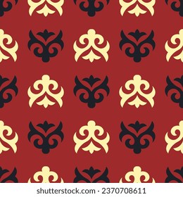 Decorative Asian Folk Seamless Pattern. Ornament in Asian Nomads Style: Kyrgyz, Kazakhs, Bashkirs, Tatars, Yakut, Mongols. Ethnic Vector Illustration for Paper Products, Textiles.