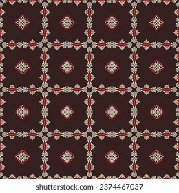 Decorativo Patrón de Seamless de Folk Asiático. La decoración es de estilo nómadas asiáticos: Kirguisos, kazajos, bashkirs, tártaros, yakut, mongoles. Ilustración de vectores étnicos para productos de papel, textiles.