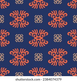 Decorative Asian Folk Seamless Pattern. Ornament of Asian Nomads style: Kyrgyz, Kazakhs, Bashkirs, Tatars, Yakut, Mongols. Ethnic Vector Illustration for Paper Products, Textiles.