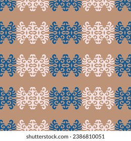 Decorative Asian Folk Seamless Pattern. Ornament of Asian Nomads style: Kyrgyz, Kazakhs, Bashkirs, Tatars, Yakut, Mongols. Ethnic Vector Illustration for Paper Products, Textiles.