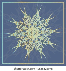 Decorative Asian Round Pattern. Ornamental design element of Asian Nomads: Kyrgyz, Kazakhs, Bashkirs, Tatars, Yakut, Mongols. Ethnic Vector Illustration for Paper Products, Textiles.