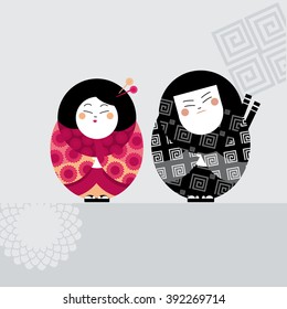 decorative asian style doll vector illustration