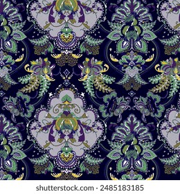 Decorative asian style floral damask paisley pattern