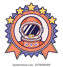 Decorative astronaut helmet badge with stars