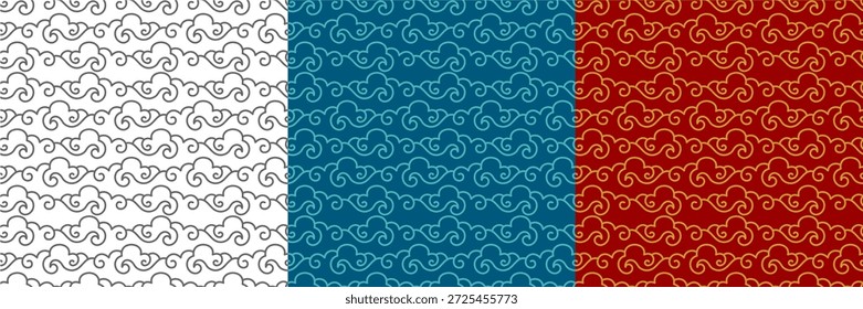 Fondo de Vector de patrón transparente de adorno japonés chino oriental de nube auspiciosa decorativa