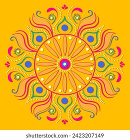 Decorative auspicious rangoli background. EPS 10 file is made in RGB color. File contains transparency.