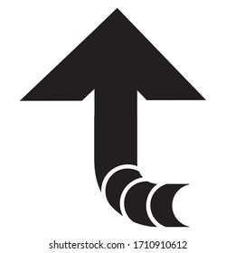 la flecha decorativa del autor muestra la dirección hacia arriba, en el objeto negro y aislado sobre un fondo blanco, ilustración vectorial,