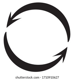 decorative authors arrow shows the direction in a circle, in black, isolated object on a white background, vector illustration,