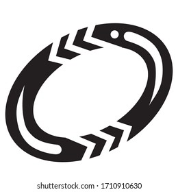 decorative authors arrow shows the direction in a circle, in black, isolated object on a white background, vector illustration,
