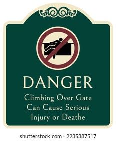 Decorative automatic gate warning sign and labels