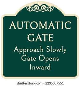 Decorative automatic gate warning sign and labels
