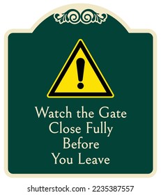 Decorative automatic gate warning sign and labels
