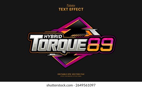 decorativo motor híbrido torque editável projeto de efeito de texto