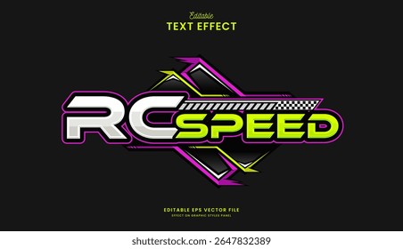 decorativo esporte automobilístico corrida de texto editável projeto de efeito de texto