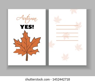 Decorative autumn card. Autumn yes postcard. Vector illustration