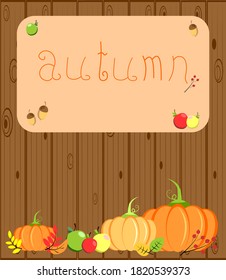 Decorative autumn cards with harvest. Vector illustration for card, flyer and poster.