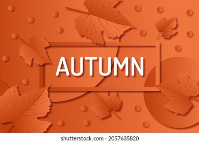 Decorative autumn, fall vector illustration, greeting card, banner, poster with falling leaves. Autumn season modern background. Deep orange background with red, brown and orange leaves.