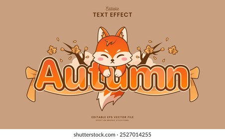 decorative autumn fox editable text effect design