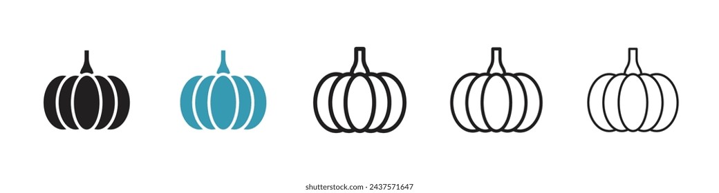Decorative Autumn Gourds Vector Icon Set. Pumpkin Display vector symbol for UI design.