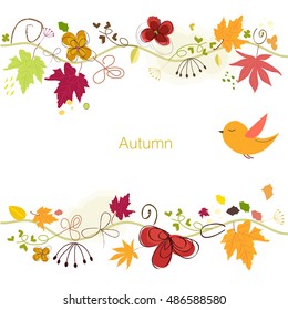 Decorative autumn leaves. Autumn greeting card vector illustration