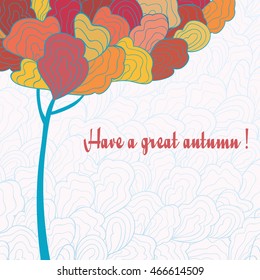 Decorative autumn tree for your design. Doodle illustration.Make clipping mask.Clip art for design.