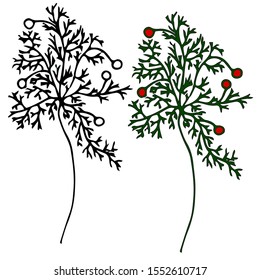 Decorative autumn twig with colorful berries vector flat icon illustration sign icon sign on a white background for nature and web