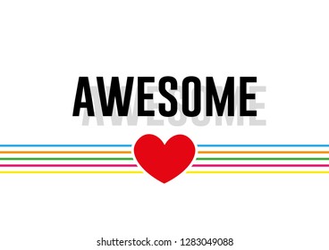 Decorative Awesome Text with Heart Vector