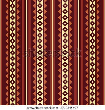 Decorative Aztec Inspired Geometric Striped Seamless Background Pattern Design