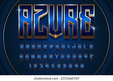 decorative azure golden editable text effect vector design