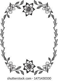 Decorative backdrop with artwork of leaf wreath frame. Vector
