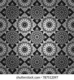 Decorative backdrop in black, white and gray colors can be used for wallpaper, pattern fills, page background, surface textures. Vector abstract geometric colorful seamless pattern for background.