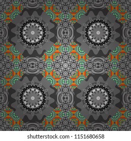 Decorative backdrop in brown, blue and gray colors can be used for wallpaper, pattern fills, page background, surface textures. Vector abstract geometric colorful seamless pattern for background.