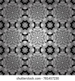 Decorative backdrop in gray, black and white colors can be used for wallpaper, pattern fills, page background, surface textures. Vector abstract geometric colorful seamless pattern for background.